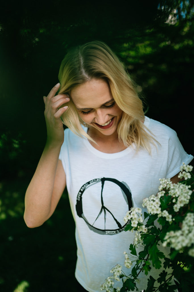 4littlearts - Charity T-Shirt Damen PEACE schwarz