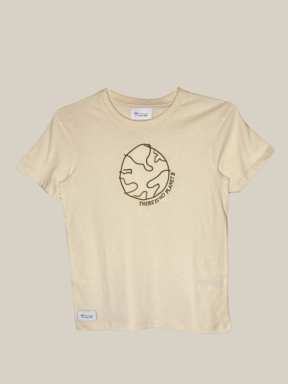 4littlearts T-Shirt für Kids 'There is no planet b'. Shirt aus Biobaumwolle mit Stickerei in harmonischer Farbkombination.