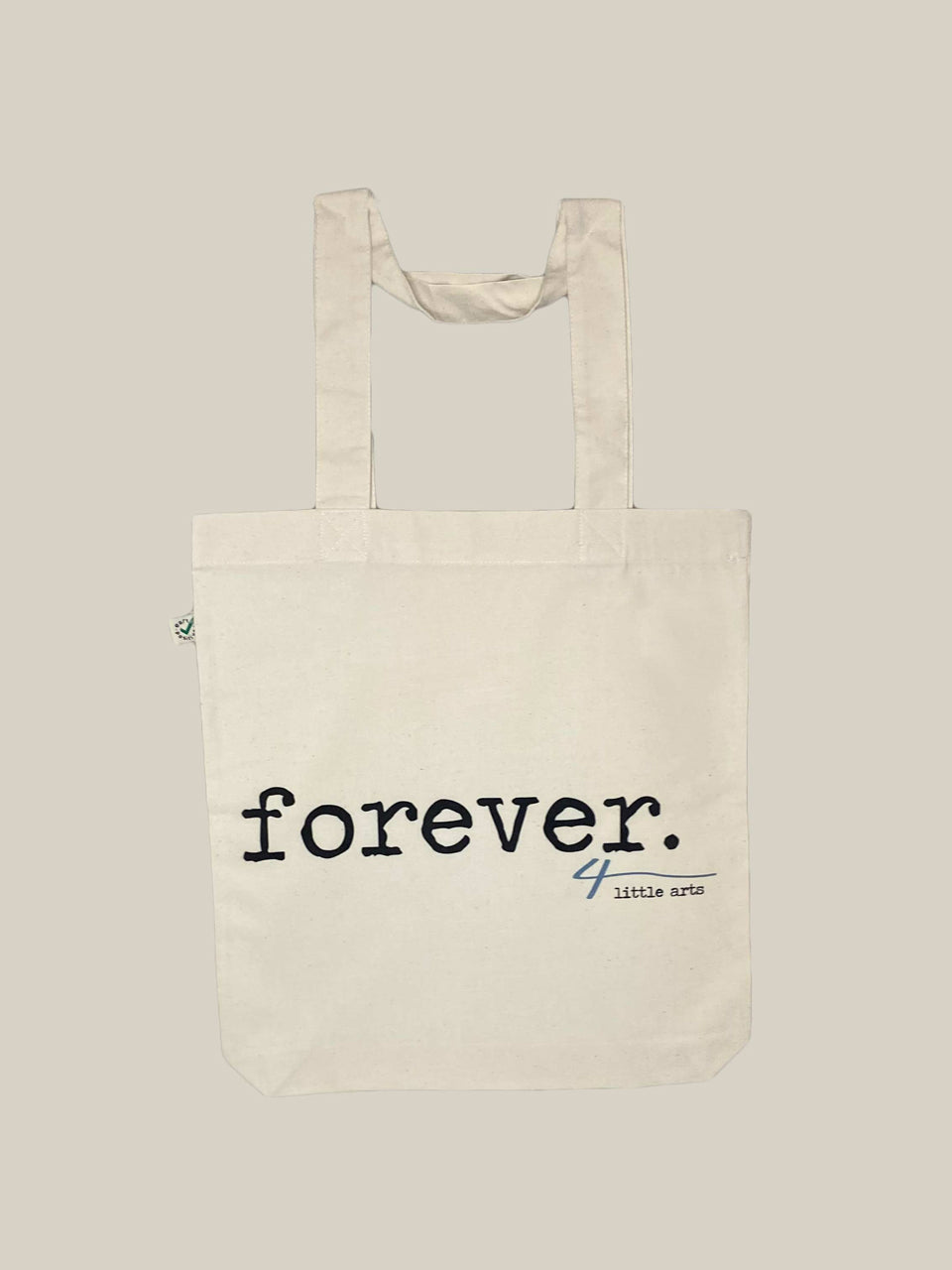 4littlearts Accessoires - Beuteltasche aus Biobaumwolle mit Druck 'forever', nachhaltig und fair produziert, regional in Wuppertal bedruckt.