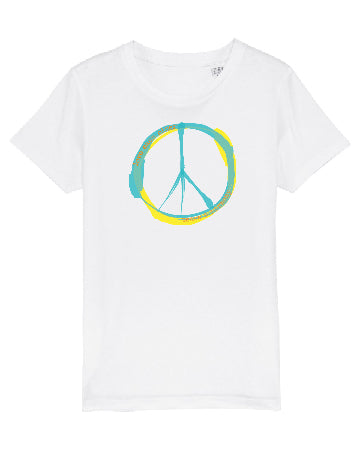 4littlearts Kids T-Shirt mit farbenfrohem Peace Print. Das Shirt besteht aus Biobaumwolle und ist nachhaltig und fair produziert worden. Ergänzt den perfekten Casual Look.