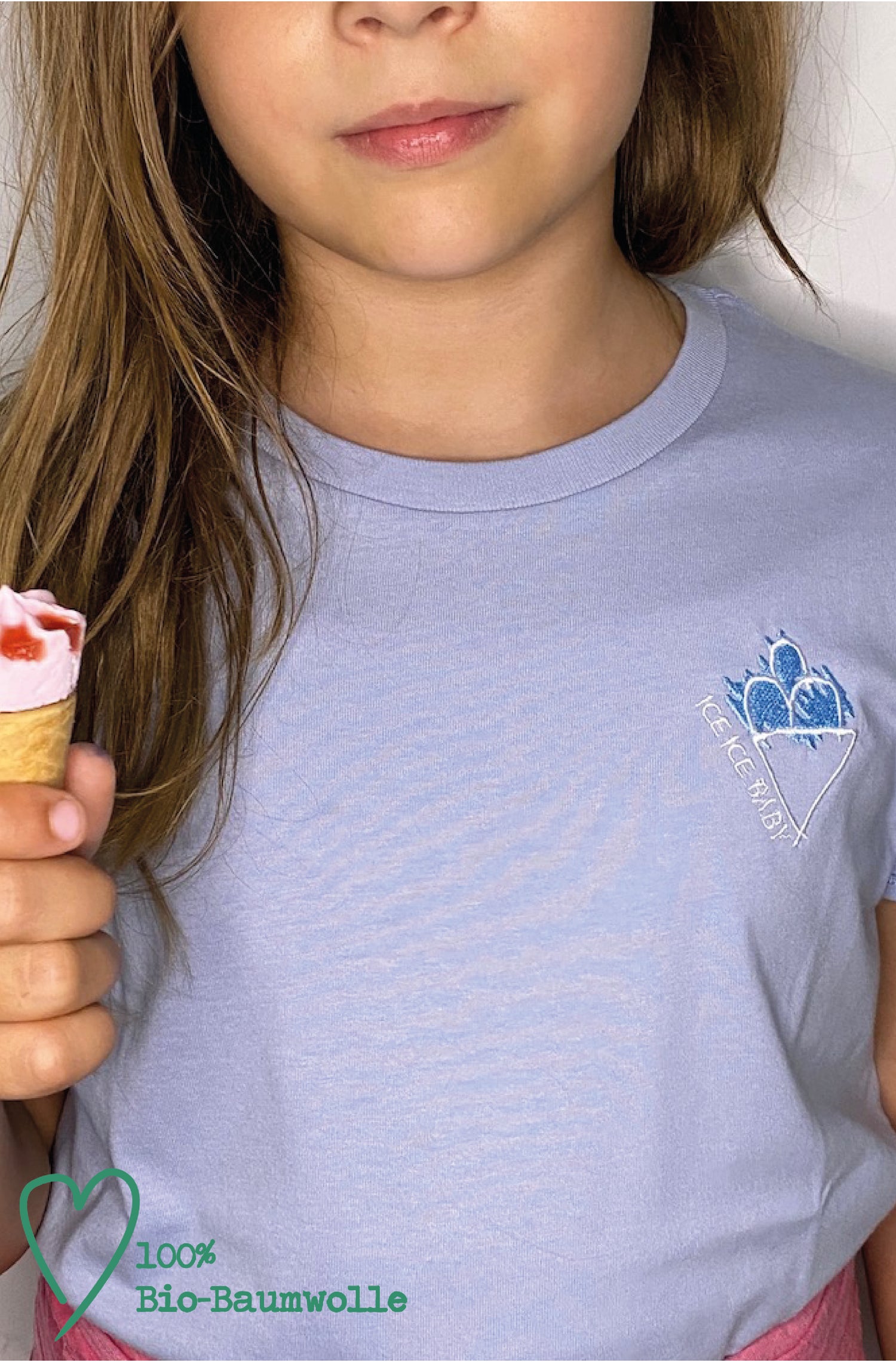 4littlearts T-Shirt 'Ice ice baby' für Kinder, aus Biobaumwolle, mit einzigartiger Stickerei, nachhaltige Mode 
